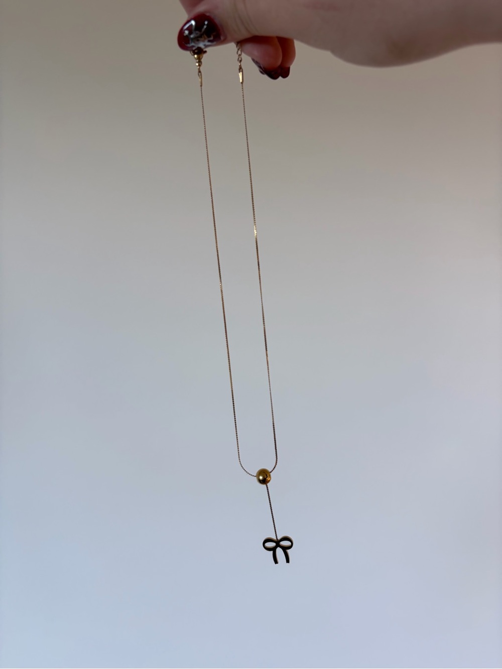 Gold Bow Pendant Y-Necklace - Women Jewelry